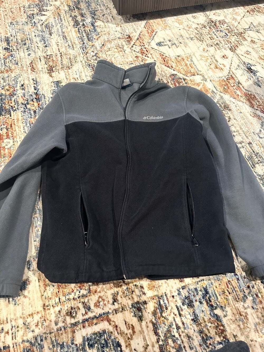 Columbia Full Zip Fleece Jacket Gray Black XL